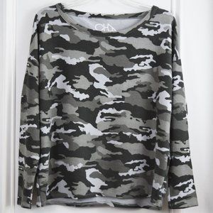 Chaser Camo Dolman Sleeve Pullover Women Lge New